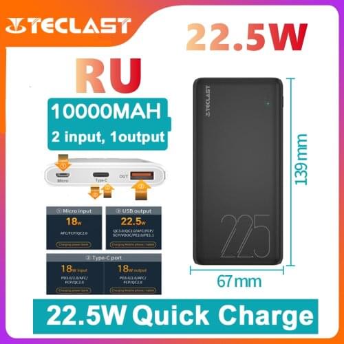 TECLAST Power Bank 22.5W 10000mAh 18W PD Fast Charging Powerbank Portable Battery Charger PoverBank For iPhone Xiaomi Huawei