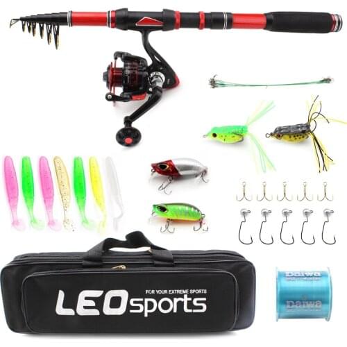 Travel Telescopic Fishing Rod Reel Combo Full Kit Spinning Reel Rod Pole Set with 450M Fishing Line Lures Hooks Jig for Pesca