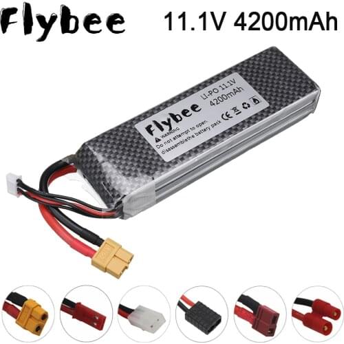 High Rate 11.1v 4200mAh Lipo Battery For RC Helicopter Parts 3s Lithium battery 11.1v 30C RC Cars Airplanes Drone Battery T/XT60