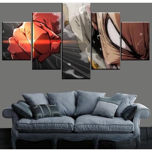 Wall Art Prints Canvas Paintings - 5 Pcs One Punch Man Animation Poster Pictures for Living Room Home Decoration