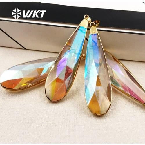 WT-P1362 Amazing Colorful Crystal Pillar Style Pendant Charming Crystal Quartz Necklaces Pendants Multi-Faced Shape Pendant