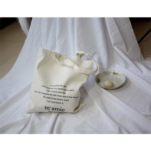 Youda New 2020 Women Fashion Canvas Bags Reusable Large Folding Tote Pack Shoulder Pocket Letter Handbag Art Shopping Bag