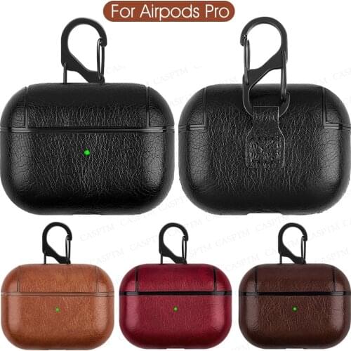 Protective Bags Leather Sleeve Cover Case Earphone Portable For Apple AirPods Pro 3 Charging Box Case For AirPods Pro With Hook