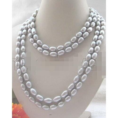 Women good Wholesale fast 100% Natural jewelry Beautiful long strand 80" 11-13mm gray baroque freshwater pearl necklace