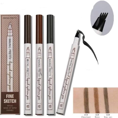 1pc 4 Head Eyebrow Marker Pencil Waterproof Microblading Eyebrow Thin Tattoo Pen Eyebrows Shades Makeup Eye Brow Pencil
