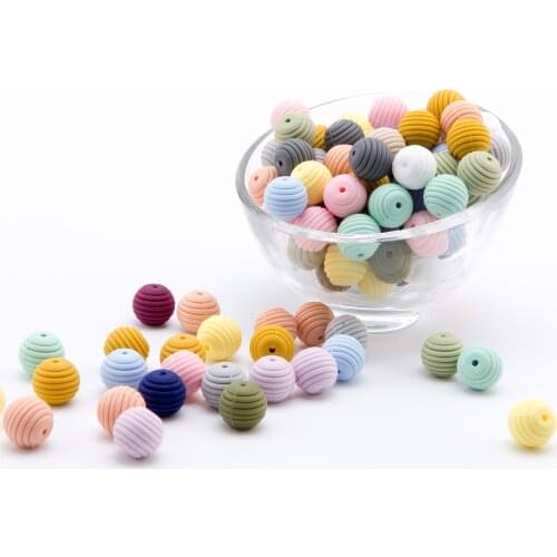 10Pcs Colorful Silicone Thread Beads DIY Baby Teethers Round Spiral Beads 15mm Food Grade Making Pacifier Clip Chains Toy 2020