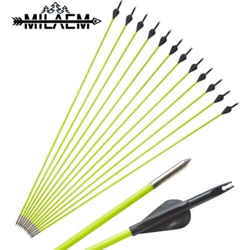 12 Pcs Archery Fiberglass Arrow Spine 600 With OD5 mm Fixed Arrow Fit For 10-30 lbs American Hunting And Straight Bow