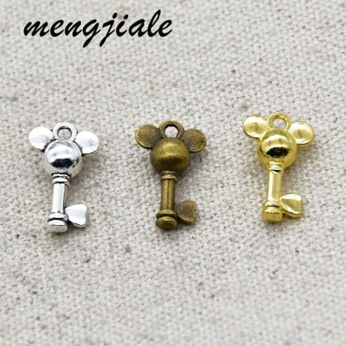 20pcs Vintage Metal Alloy Small Cute Key Charms For DIY Jewelry Making Accessories 18*10mm