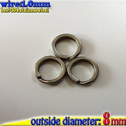 2017 fishing split rings wire1.0mm*OD8mm high quality 304 stainless steel number:500pcs/lot