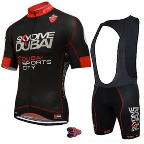 2019 BLACK DUBAI Cycling Team Clothing Quick Dry Mens Bicycle Wear Summer Pro Cycling Jerseys 9D Gel Pad Bike Shorts Set