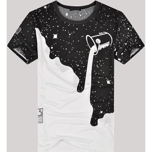 2019 Men Fashion Summer Milk Poured Pattern Inverted Milk Round Neck Slim casual CoupleTops hot 3D T shirt Printed Short Sleeve