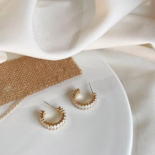 2021 Korean Earrings for Women Pave Zircon Earrings For Women Elegant Circle Boucle D'oreille Oorbellen Sweet Jewelry