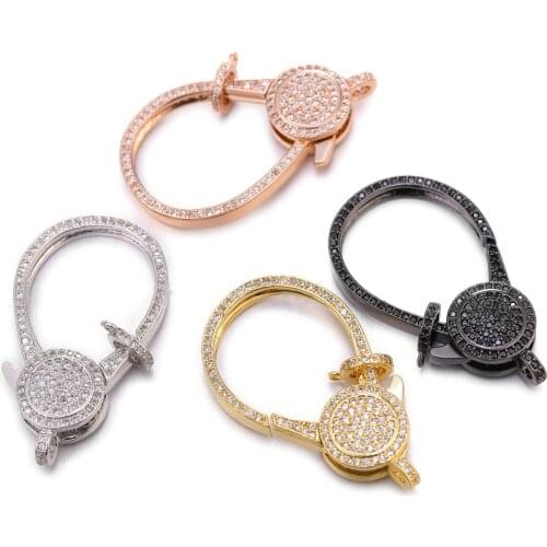 4pcs 20X36mm Crystal Zirconia CZ Solid Lobster clasp double hanging connector