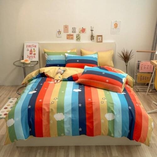 500TC Cotton Children Duvet Cover Set Twin Queen Russian Family size Ultra Soft Rainbow Bedding Set Bed sheet Pillowcases