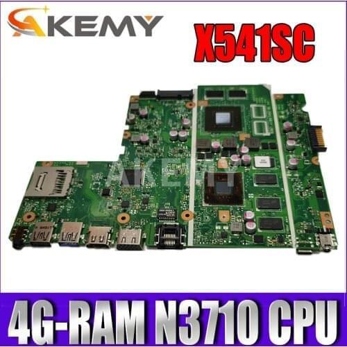 Akemy New! X541SC Laptop motherboard For Asus X541SC X541S D541SC Test original mainboard 4G-RAM N3710 CPU GT810M GPU