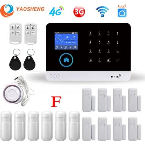 YAOSHENG PG-103 4G 3G GSM Wireless Alarm System Tuya SmartLife APP for Home Security Alarm PIR Sensor Door Sensor Smart Home Kit