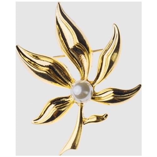 Amorita boutique gold color flower design Brooches