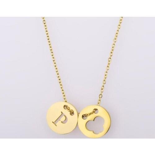 Gold Hollow Butterfly Letter Pendant Necklace Stainless Steel Mirror Polished Simple Bestie Short Clavicle Chain 10pcs/lot