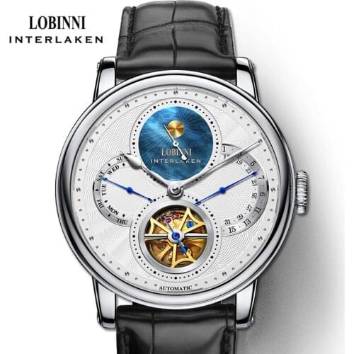 LOBINNI Brand Seagull Movement Automatic Men Watch Luxury Sapphire Glass Waterproof High Quality Men Mechanical Watches