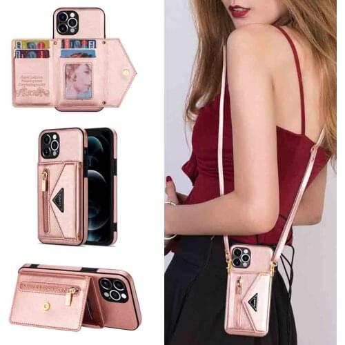 Card Holder PU Leather Crossbody Wallet Phone Case For iPhone 12 Mini 11 Pro Xs Max Xr X 7 8 6s Plus SE2 Shoulder Strap Cover