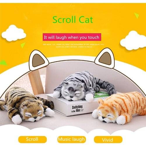 Electric Simulation Rolling Cat Scroll Cat Virtual Pet will Laugh Childrens Plush Toys Rolling Cats Doll Stuffed Toys Pet Cat