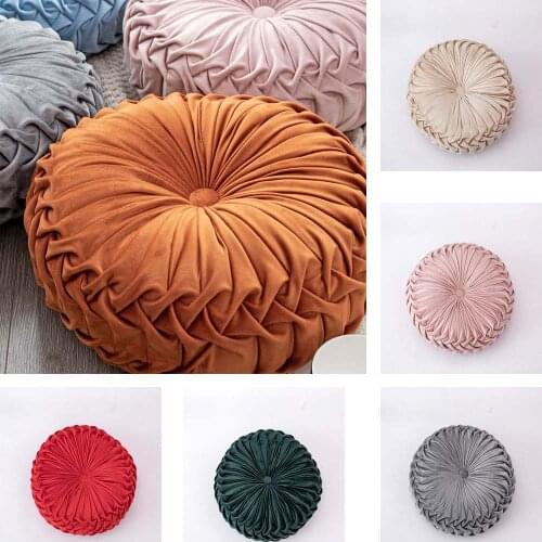 European Style Round Seat Cushion Velvet Back Cushion Grey Beige Pink Sofa Cushion Pillow Home Decor