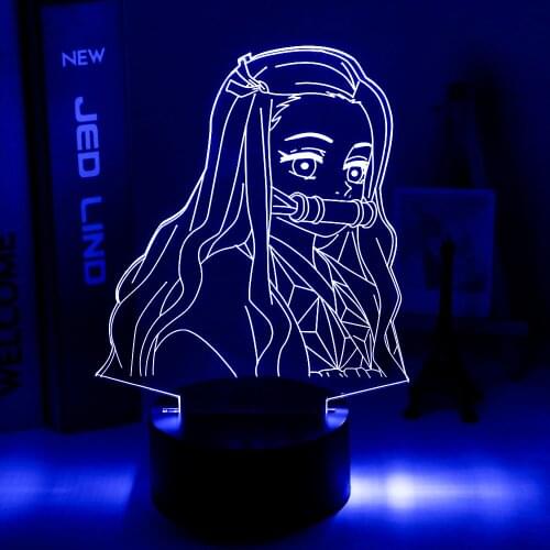 Kimetsu No Yaiba Nezuko Kamado Figure Led Night Light for Bedroom Decor Nightlight Kids Child Table 3d Lamp Demon Slayer Gift