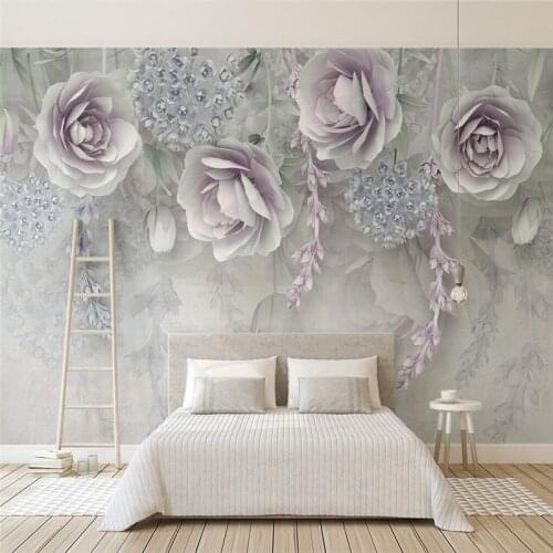 Beibehang custom photo Wall Papers Home Decor Lilac embossed flowers Mural Wallpaper for living Room bedroom decor Wall painting