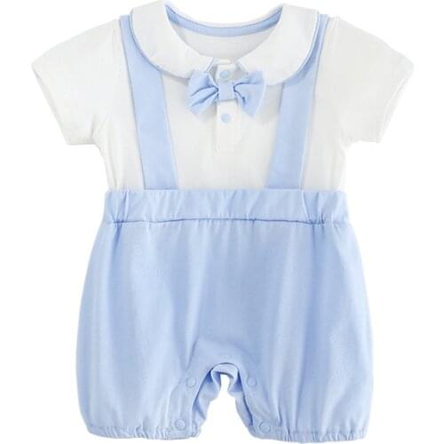 Newborn Baby Boys Rompers 2021 Spanish Infant Jumpsuit Overalls Boys Birthday Muslin Clothes Gentleman Children Summer Outfits