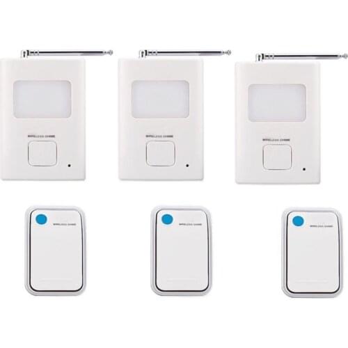 200m work ring bell 3 emitters+3 receivers music doorbell wireless doorbell,wireless door chime bell 36 music door bell