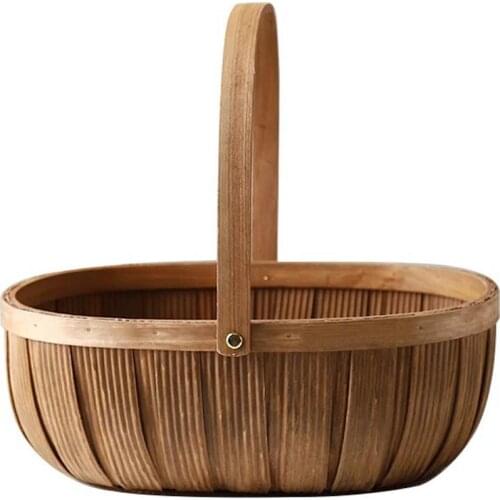 Storage Basket Oval Wood Chip Weaving Storage Basket Fruit And Vegetable Basket Gift Basket Home Organizer Desktop Decoration