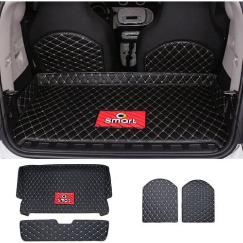 Leather Car Surrounded Trunk mat protection pad For 15-19 Smart 453 Fortwo stylish stowing tidying Antifouling pad Accessories
