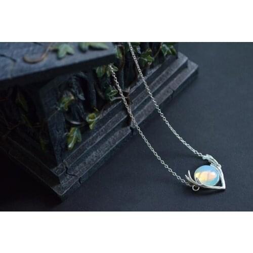 Moonstone Necklace-Tiny Moon,Opalite Pendant, Inspirational,Silver plated Antlers,Deer Princess,Best Friend Gift,Gift for Her