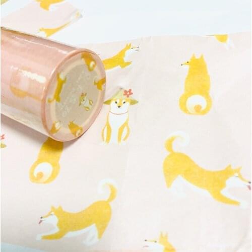 10cm wide Little Puppy Shiba Inu Tape Sticker Paper Wrap Decorative Sticker