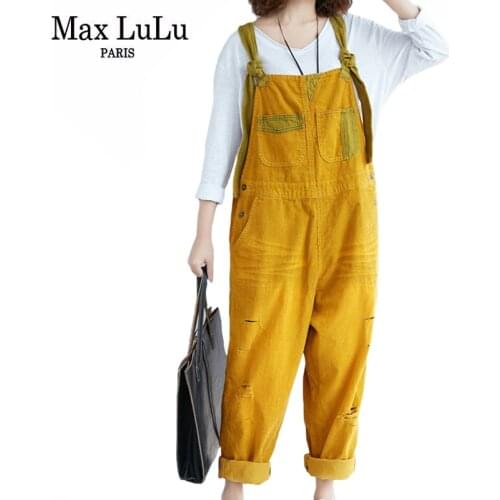 Max LuLu Korean Fashion Spring Ladies Loose Corduroy Overalls Womens Vintage Solid Harem Pants Female Punk Trousers Plus Size