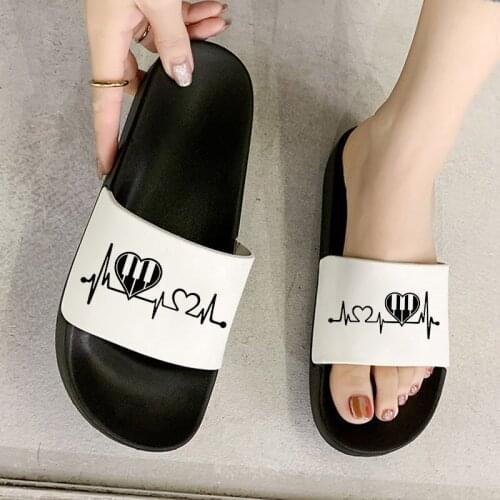 Electrocardiogram Fashion Fun Printed Women slippers 2021 Ladies slippers Casual slippers Summer slipper for woman