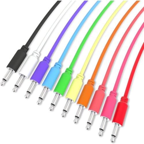 Mono Modular Cables - TS 3.5mm 1/8 inch - Patch Synth Synthesizer Eurorack - 10 Pack