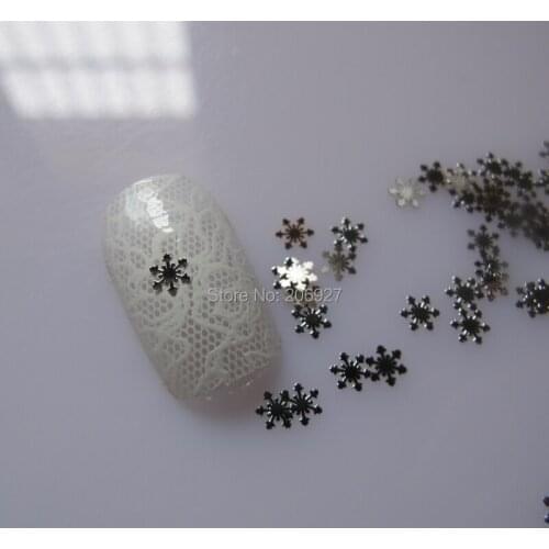 MS45-1 100pcs Silver Cute Snowflake Deco Nail Art Metal Sticker Nail Art Decoration Non-adhesive Sticker