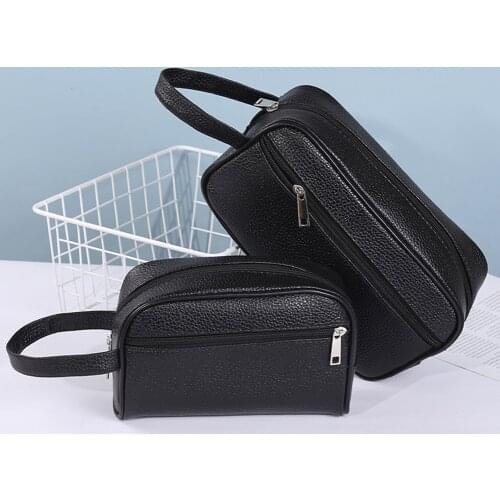 Men PU Leather Solid Color Phone Wristlet Bag 2022 Casual Wristlet Toiletry Bag Fashion Small Purse Handbags Wallet New
