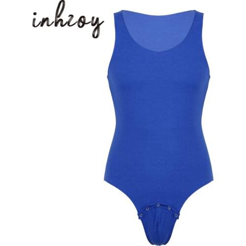 Mens Sleeveless Bulge Pouch Tank Tops Jumpsuit Bodysuit Gymnastics Bodysuit Sleepwear