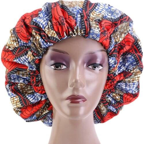 Soft Printed Fabric Wide-brimmed Elastic Double-layer Satin-lined Headscarf Fashion Chemo Cap