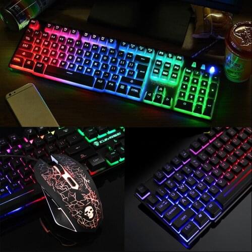 Keyboard And Mouse Set Ergonomic Gaming Mouse Keyboard T9 Rainbow Backlight And Anti-Slip Mouse Pad For PC Laptop Gamer 20j29