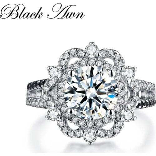 Neo-Gothic 4.9g 925 Sterling Silver Jewelry Trendy Wedding Rings for Women Engagement Ring Bague Femme Bijoux Anillos Mujer C102