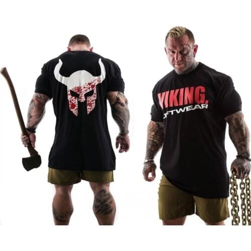 VIKING 2018 New Brand clothing Gyms Tight t-shirt mens fitness t-shirt homme Gyms t shirt men fitness Summer tops