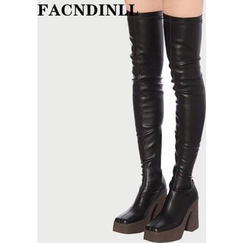 New 2020 brand women boots shoes sexy high heels platform black brown gray over the knee high boots club dance long boots women