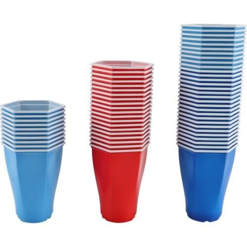 Disposable Plastic Cup, Hexagon Cup, Wedding Birthday Party Cup, 16 Ounces, 3 Kinds of Color Thickened Plastic Cup