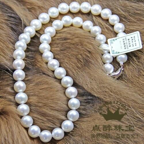 Genuine AAAA really natural 9-10MM freshwater pearl necklace 18INCH glossy send mother female FREE shipping