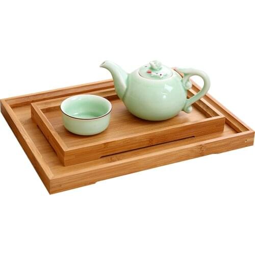1PCS High Quality Wooden Tea Set Tray Rectangular Bamboo Tea Tray Solid Wooden Fruit Bread Tray Wooden Tray
