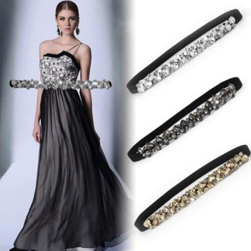 Quality Rhinestone Elastic Belt WomenS Dress Full Crystal Black Female Belt Coat Down Fashion Luxury Ladies Belt