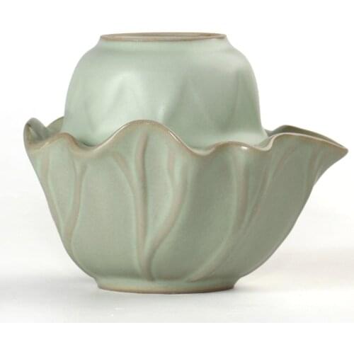 Handiwork lotus shape Travel Tea Set Ru yao Tea sets Ru kiln style Teapot Cup Portable Teaset quik cup teacup Pot kettle pot